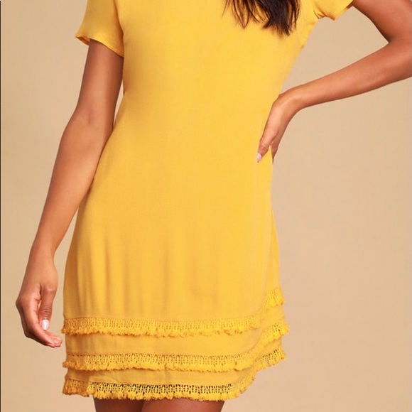 mustard yellow shift dress A Mustard Yellow Shift Dress from Inighi